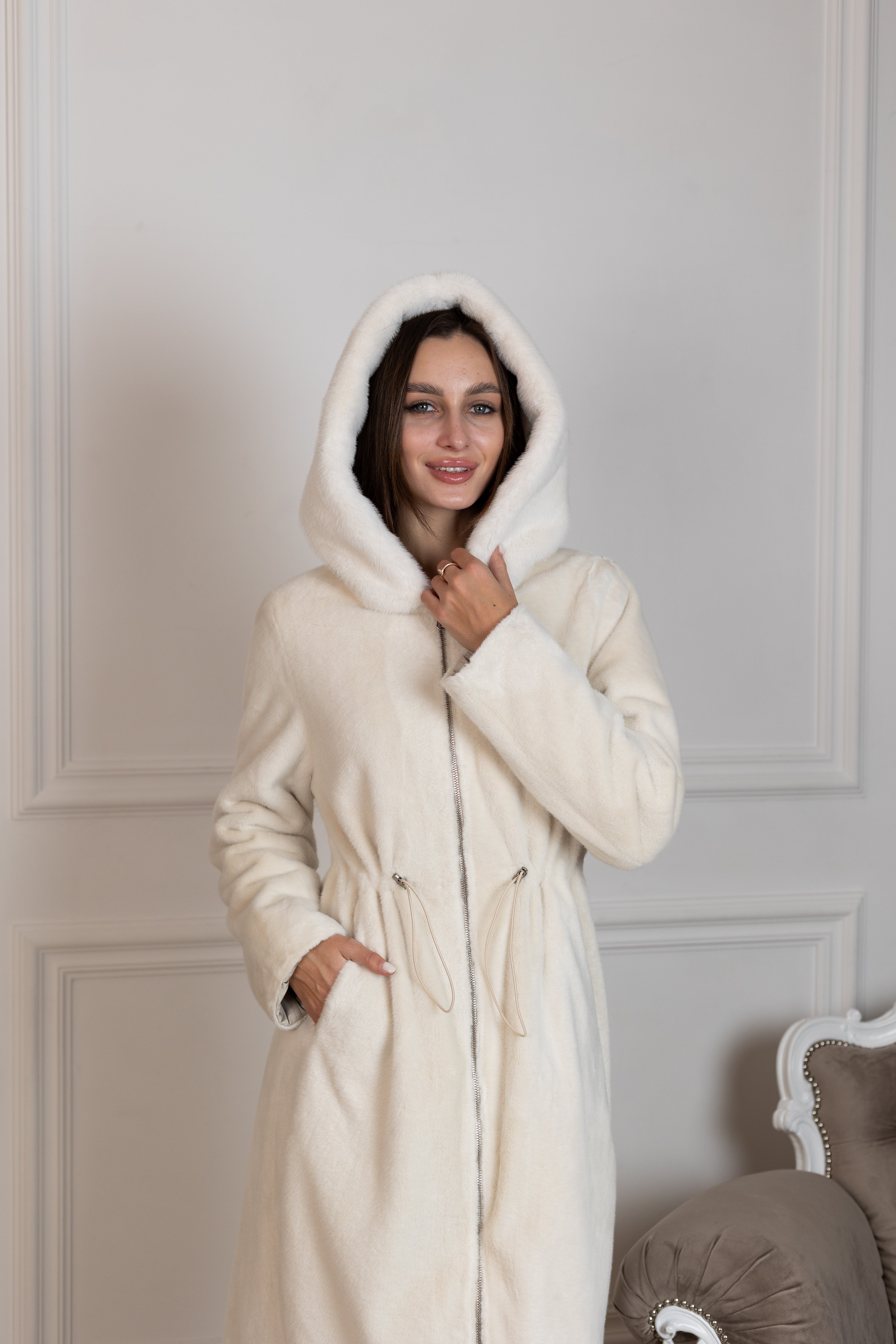 ⇆ Reversible Faux Alpaca Satin Hooded Coat - Energize Trek