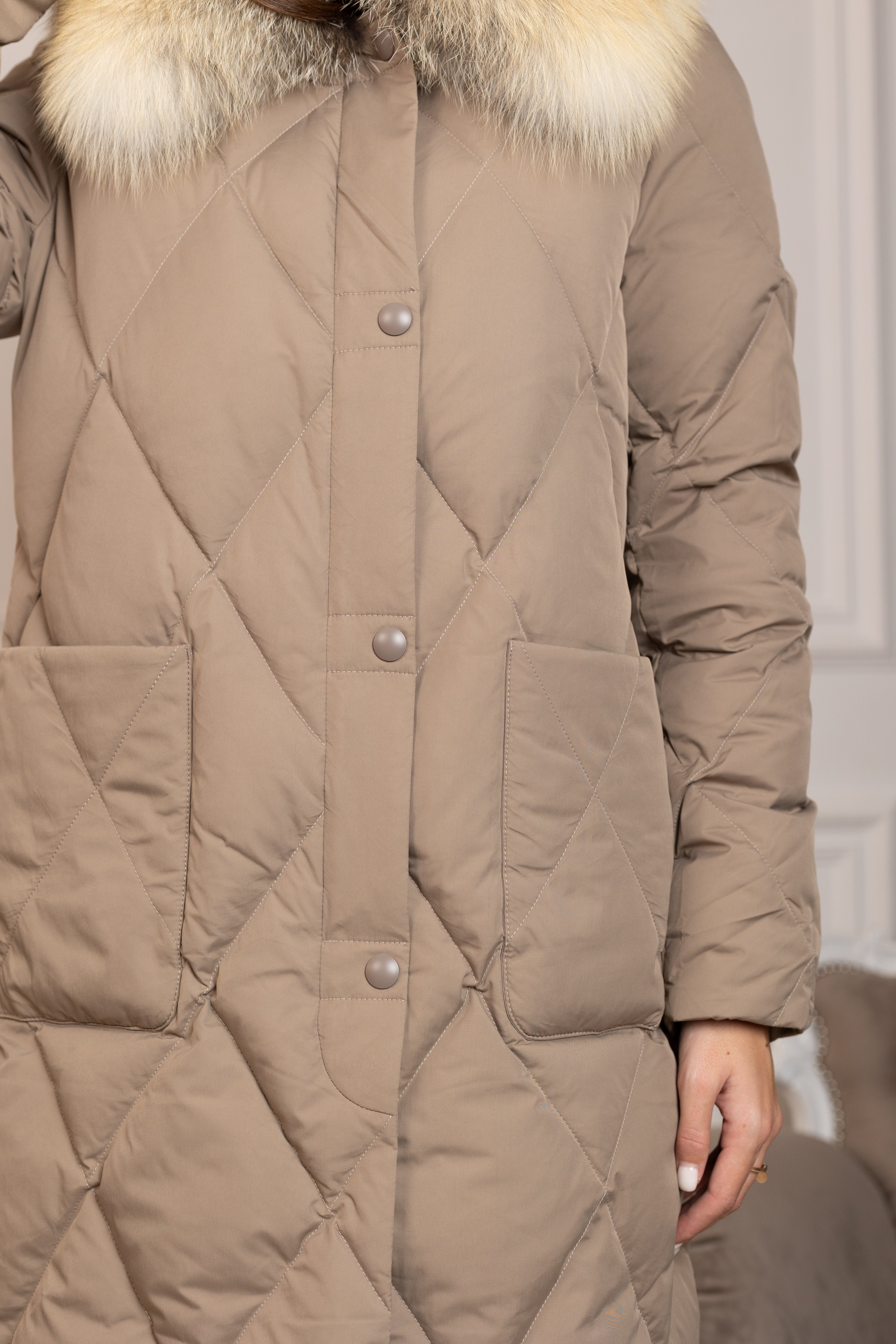 Genuine Red Fox Collar Down Fill Coat - Energize Trek