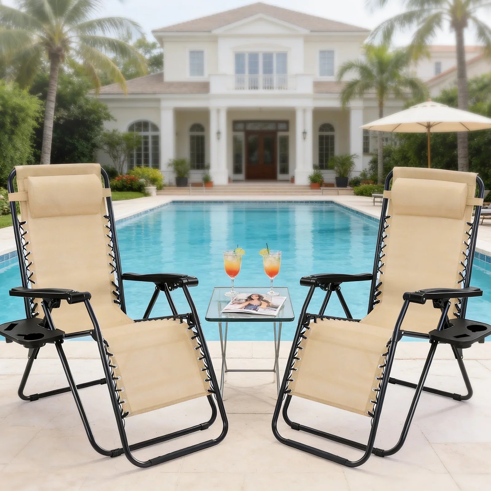 JHK Zero Gravity Recliner Chairs 2 With Cup Holder Trays - Energize Trek