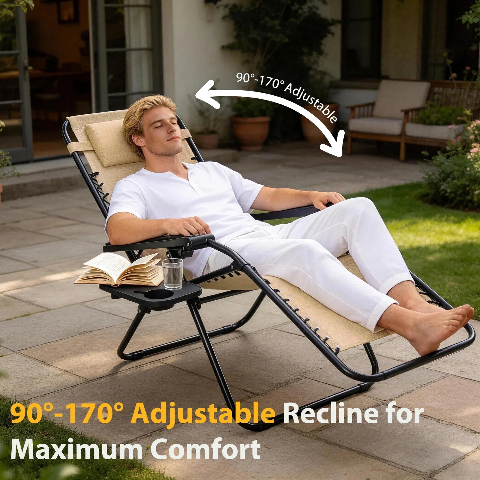 JHK Zero Gravity Recliner Chairs 2 With Cup Holder Trays - Energize Trek