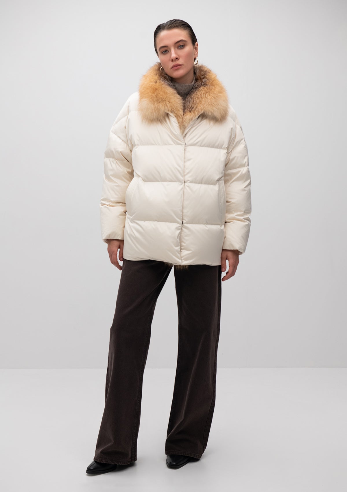 Macaire Genuine Silver Fox Fur Down Fill Coat - Energize Trek