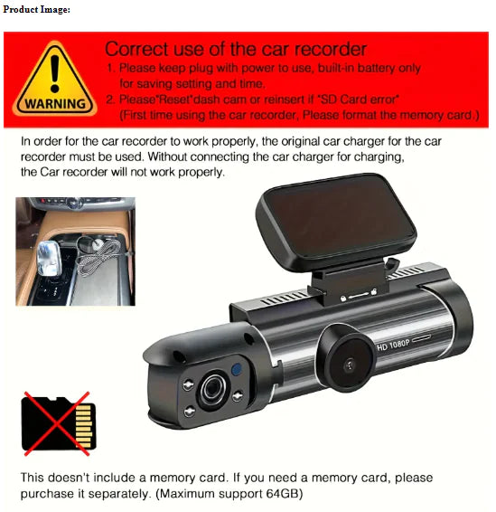 360° Dual Lens Car Dash Cam - Energize Trek