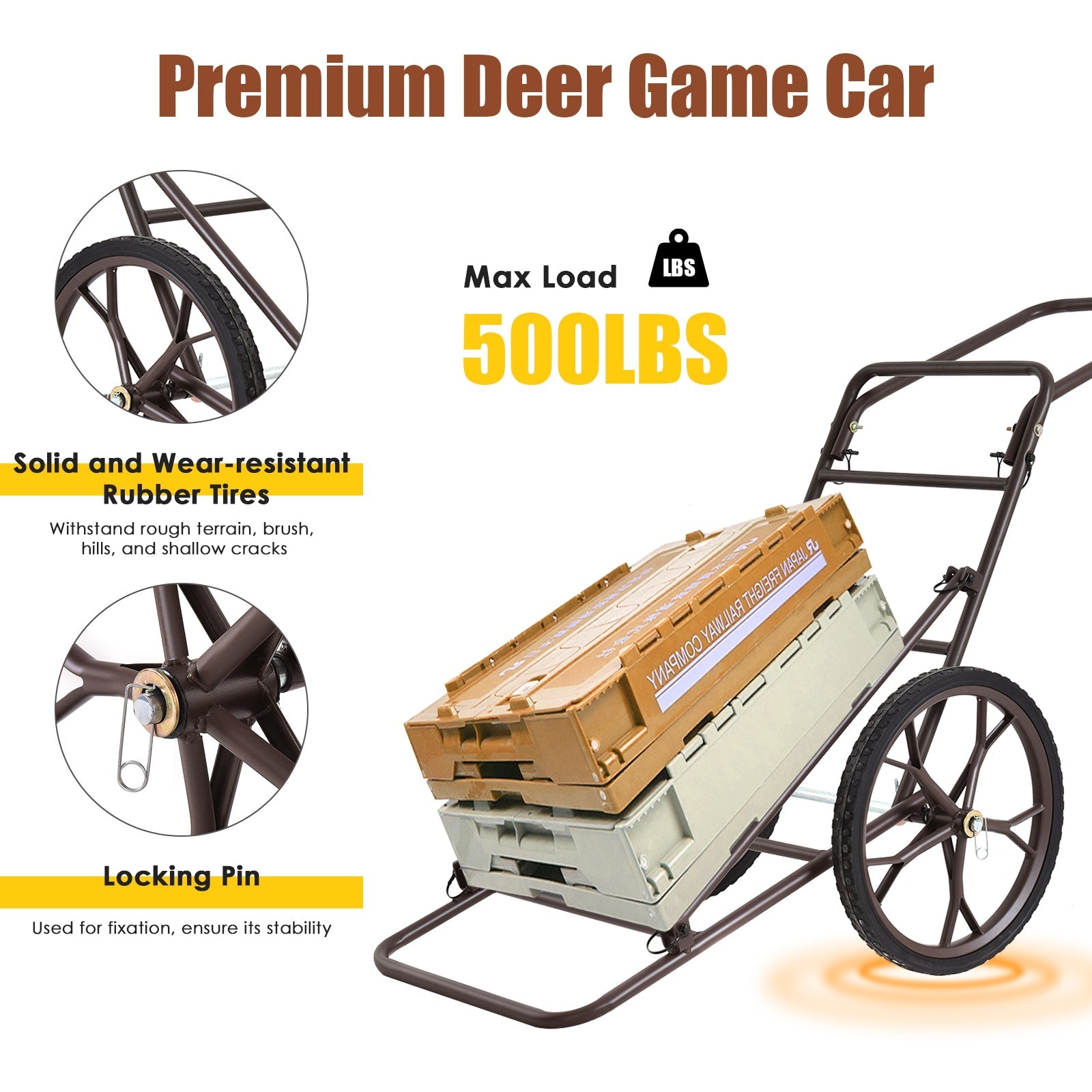 Larger Capacity Folding Deer Game Cart - Energize Trek