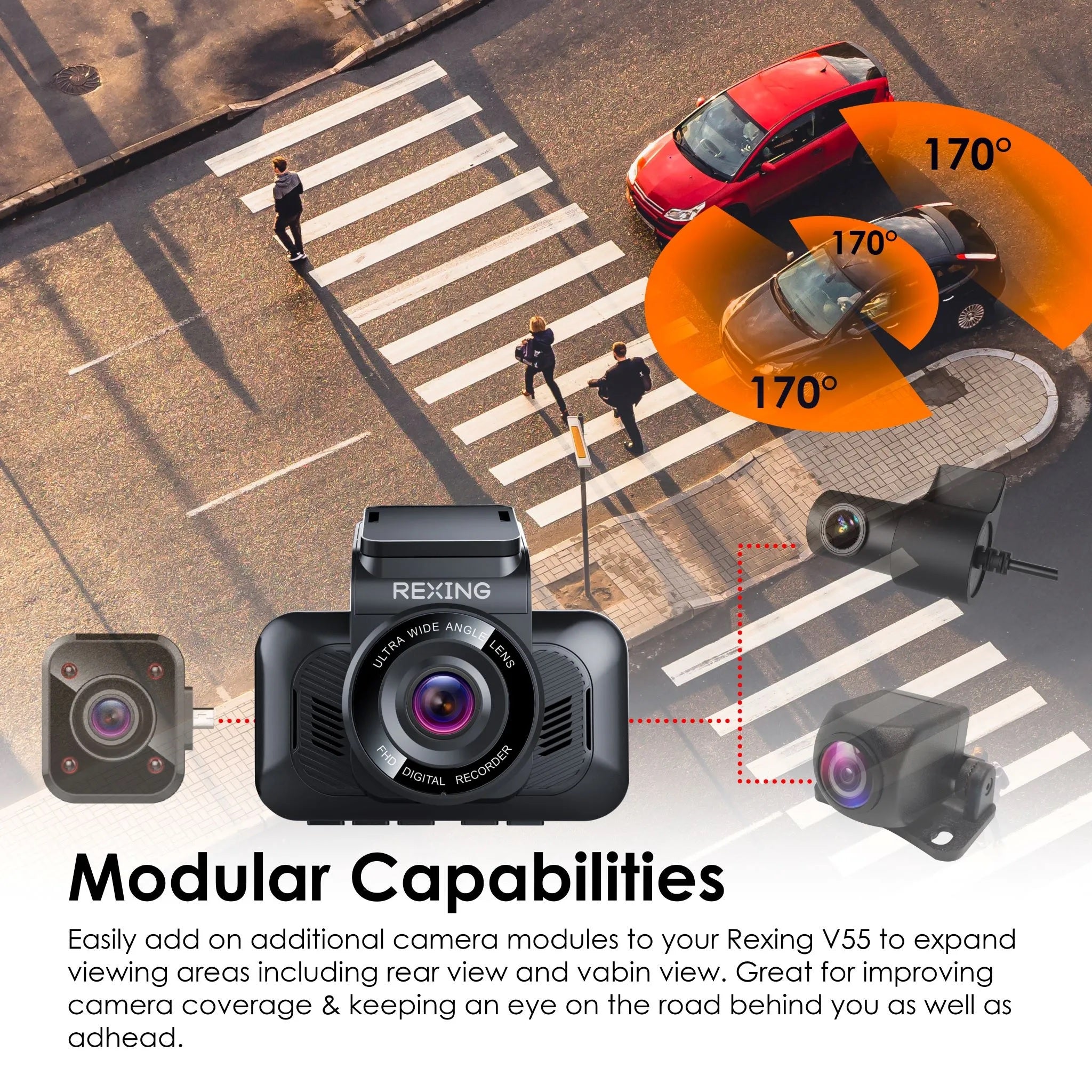 Rexing V55 Dash Cam – 4K Modular Capabilities, 5.0 GHz Wi-Fi, and GPS Car Dash Camera Recorder - Energize Trek