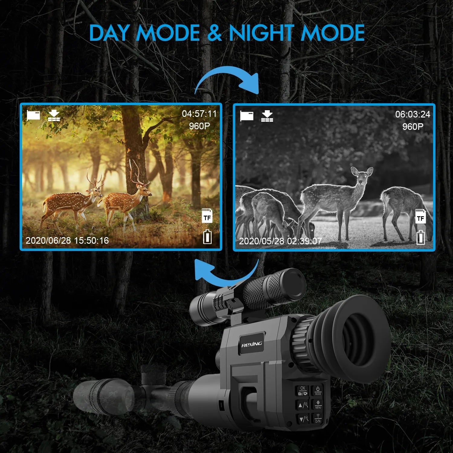 Rexing NVS1 Digital Infrared Night Vision Scope Camera HD Video Recording with Wi-Fi - Energize Trek