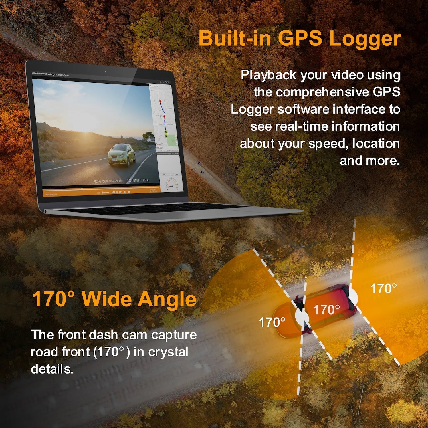 Rexing M3 3 Channel 1080p Front +1080p Cabin +1080p Rear Mirrored Dash Cam w/ GPS - Energize Trek