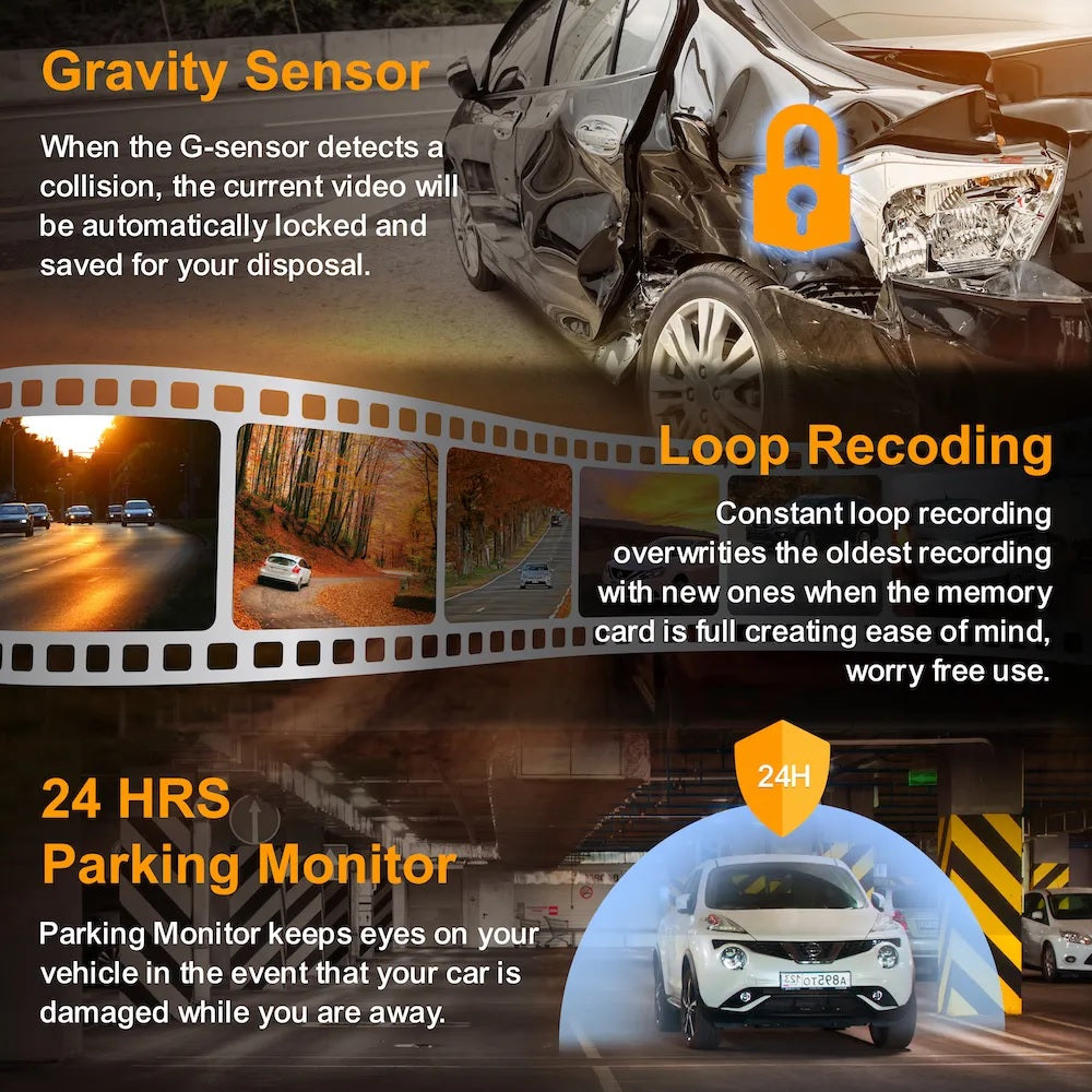 Rexing M3 3 Channel 1080p Front +1080p Cabin +1080p Rear Mirrored Dash Cam w/ GPS - Energize Trek