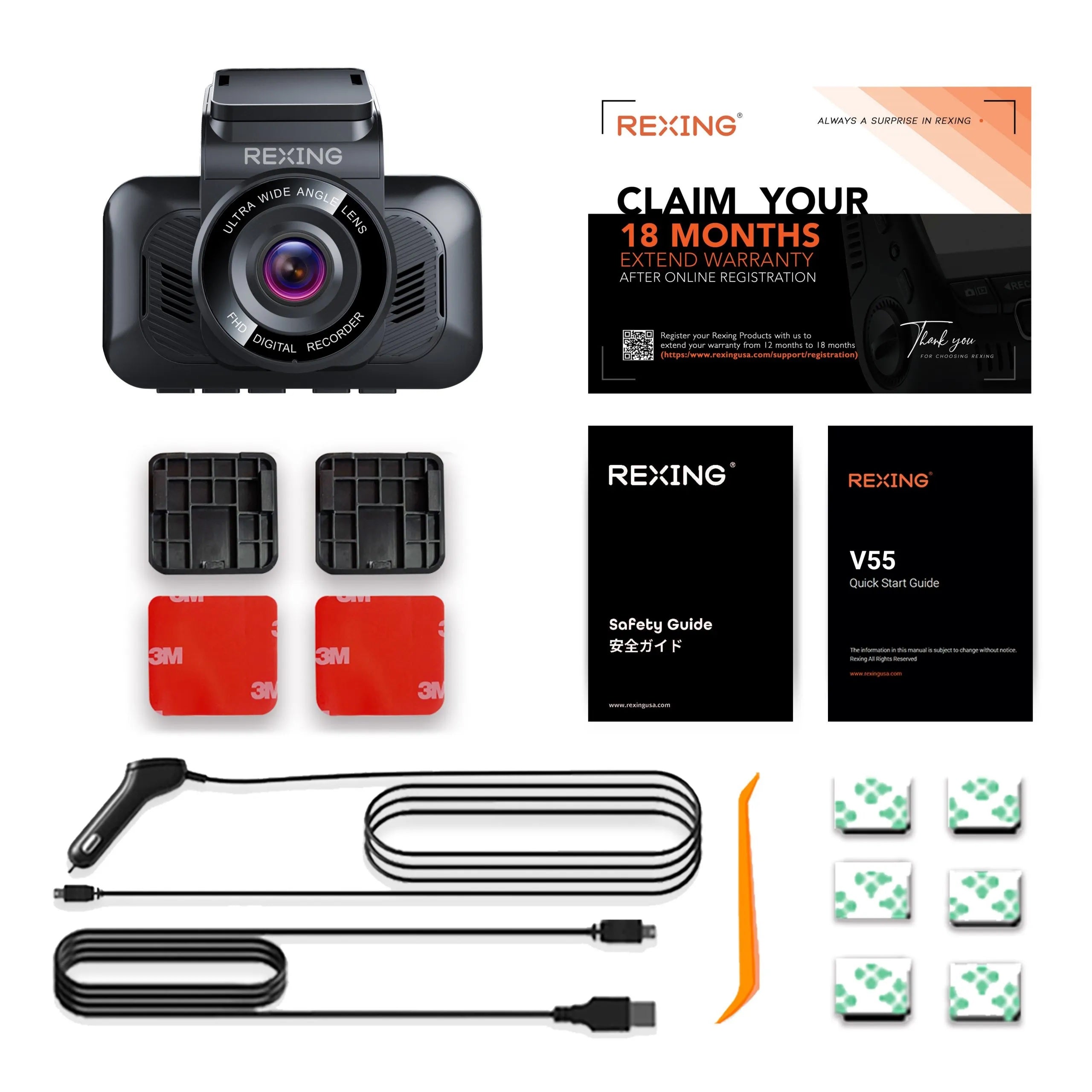 Rexing V55 Dash Cam – 4K Modular Capabilities, 5.0 GHz Wi-Fi, and GPS Car Dash Camera Recorder - Energize Trek