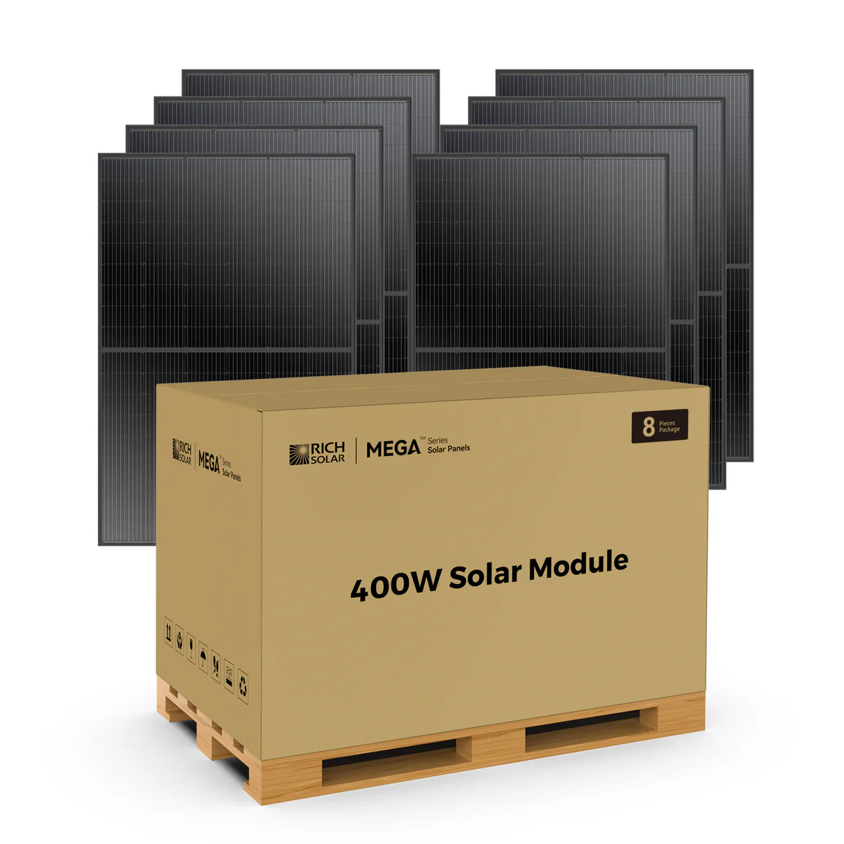MEGA 400 | 400 Watt Solar Panel | Premium Grid-tie or Off-grid Solar Panel for Residential, Commercial, Agriculture | 25-Year Output Warranty | UL Certified ( 8 Panels) - Energize Trek