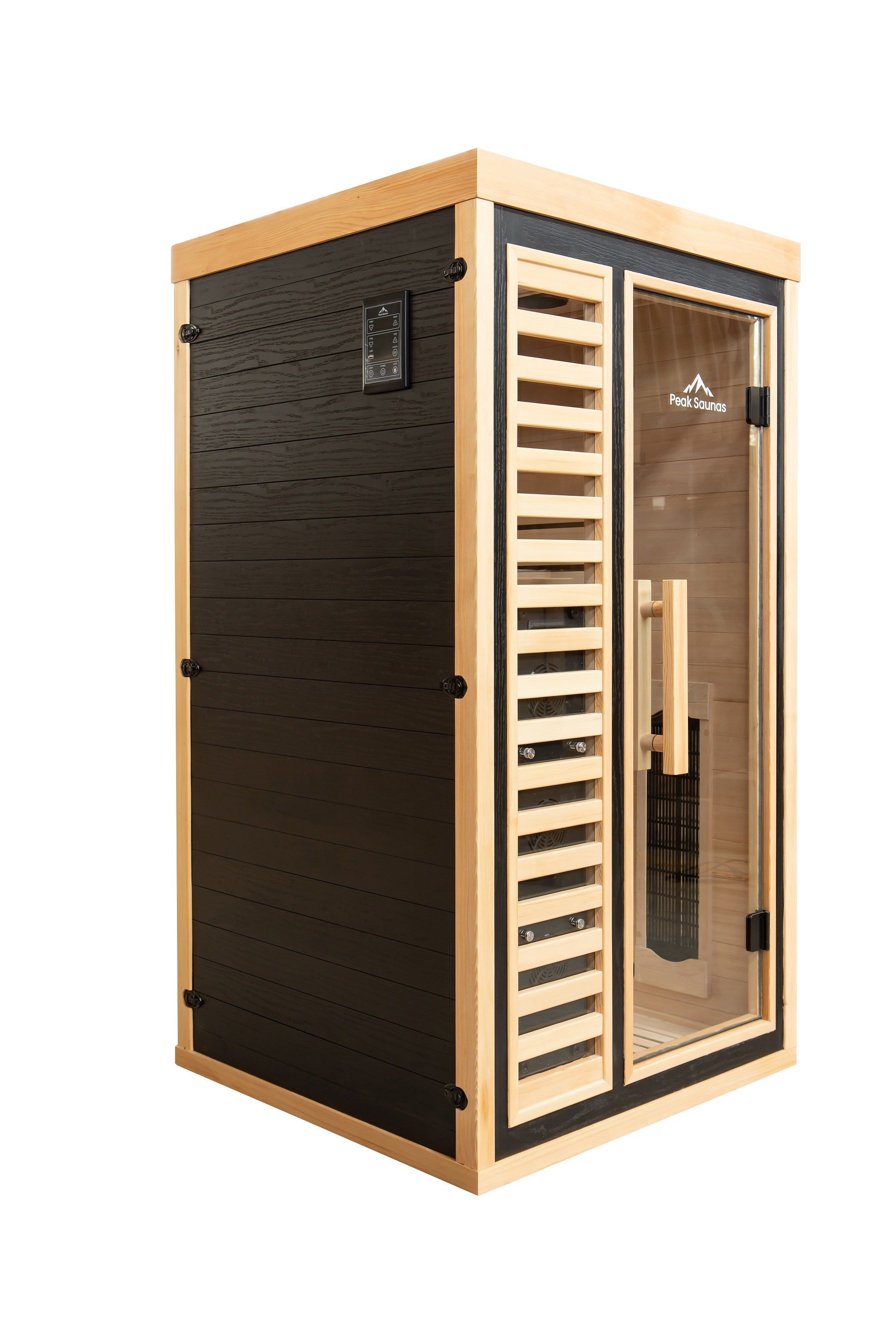 Peak Saunas Shasta 1-Person Full Spectrum Infrared Sauna with XL Medical-Grade Red Light Therapy & Smart WiFi App Control - Energize Trek