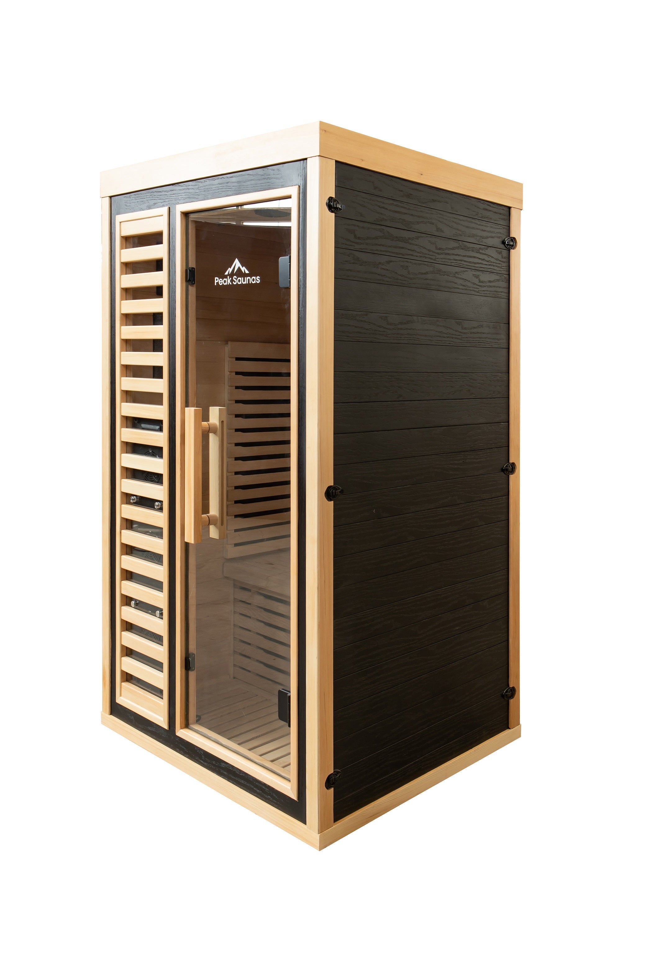 Peak Saunas Shasta 1-Person Full Spectrum Infrared Sauna with XL Medical-Grade Red Light Therapy & Smart WiFi App Control - Energize Trek