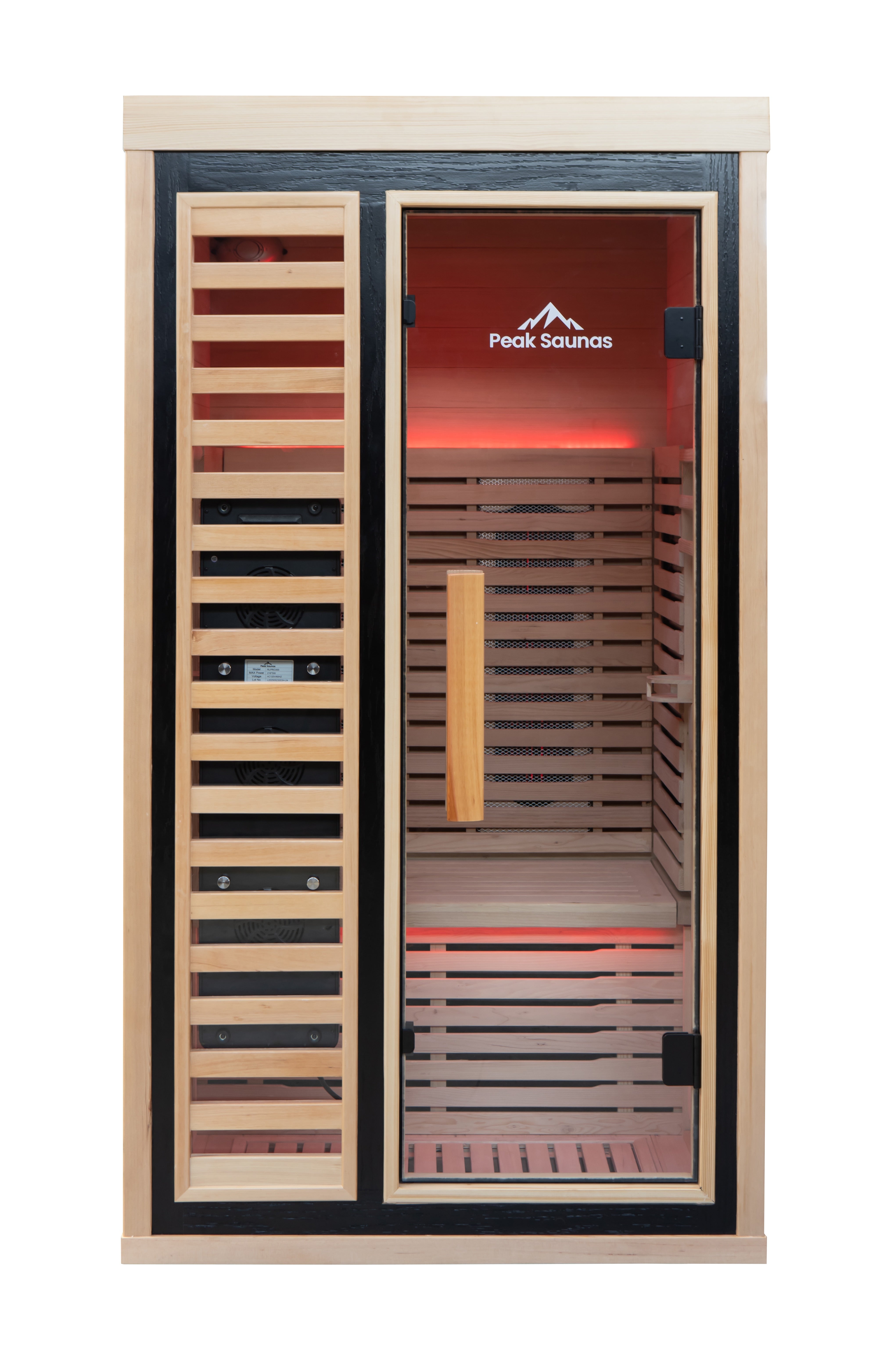 Peak Saunas Shasta 1-Person Full Spectrum Infrared Sauna with XL Medical-Grade Red Light Therapy & Smart WiFi App Control - Energize Trek