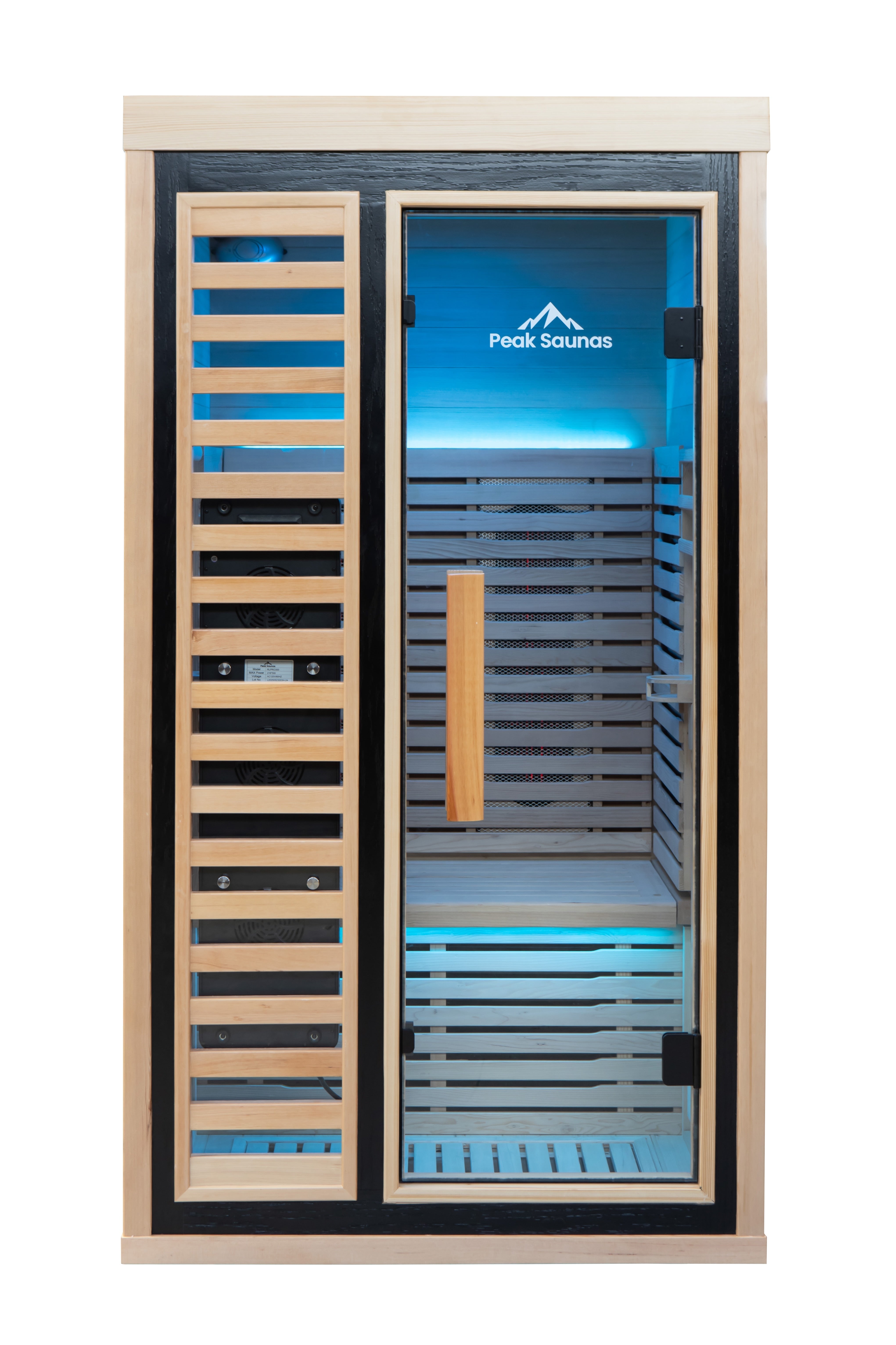 Peak Saunas Shasta 1-Person Full Spectrum Infrared Sauna with XL Medical-Grade Red Light Therapy & Smart WiFi App Control - Energize Trek