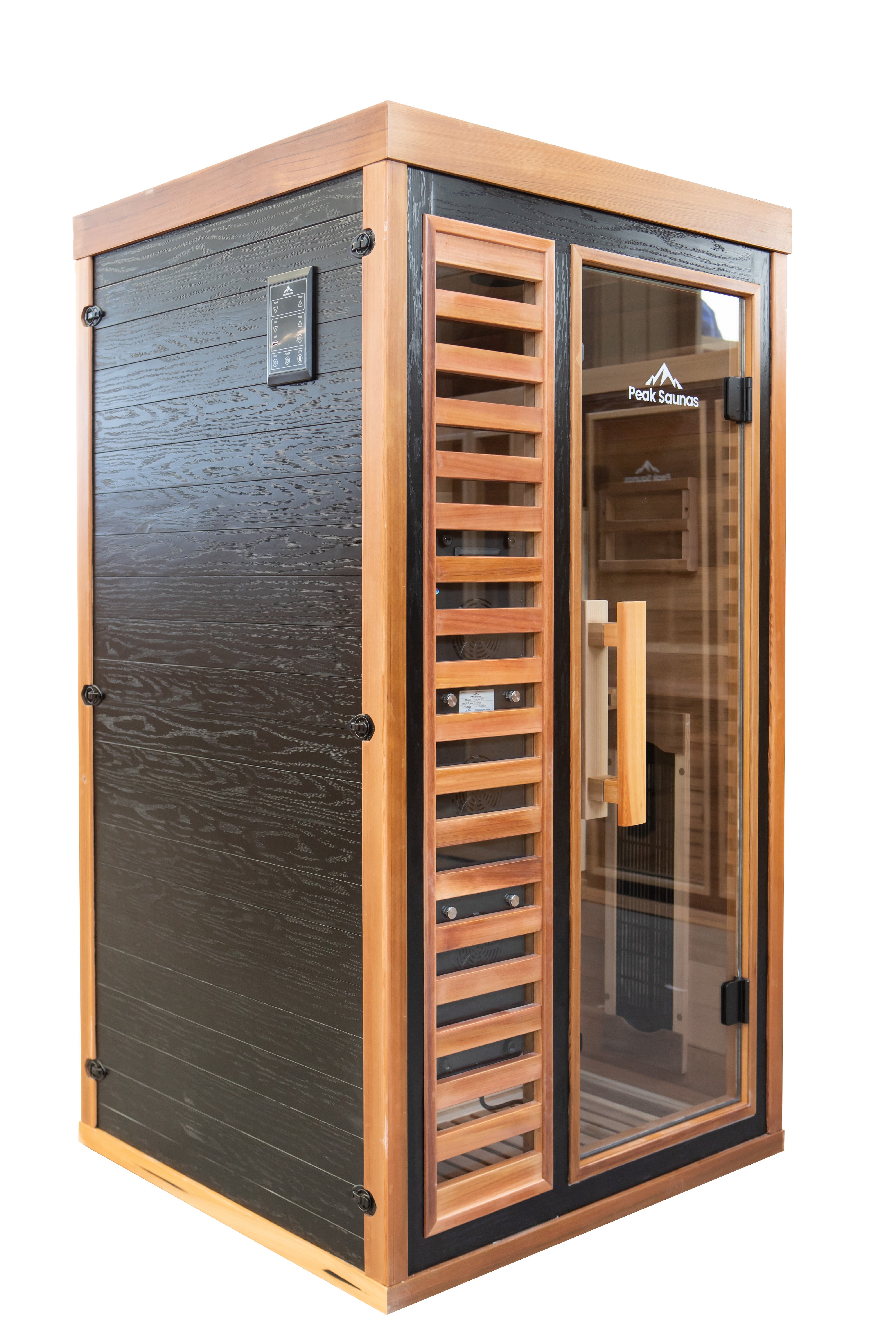 Peak Saunas Rainier 1-Person Full Spectrum Infrared Sauna with XL Medical-Grade Red Light Therapy & Smart WiFi App Control - Energize Trek