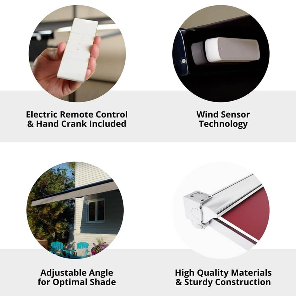 Multiple Awnings Brasilia Europa Premium Outdoor Electric Retractable Sun Shade Awning With White Frame (SAK63824) - Energize Trek