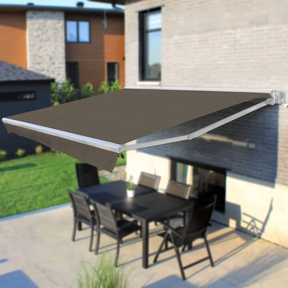 Multiple Awnings Brasilia Europa Premium Outdoor Manual Retractable Sun Shade Awning With White Frame (SAK93514) - Energize Trek