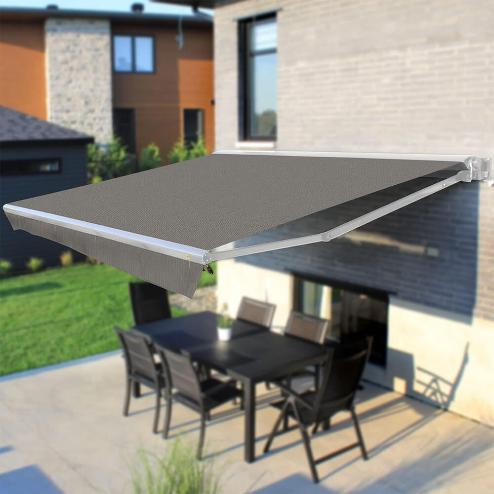 Multiple Awnings Brasilia Europa Premium Outdoor Electric Retractable Sun Shade Awning With White Frame (SAK63824) - Energize Trek