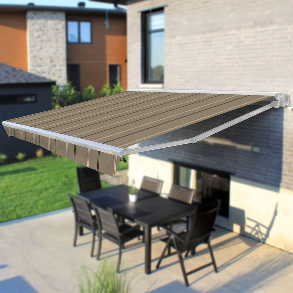 Multiple Awnings Brasilia Europa Premium Outdoor Electric Retractable Sun Shade Awning With White Frame (SAK63824) - Energize Trek