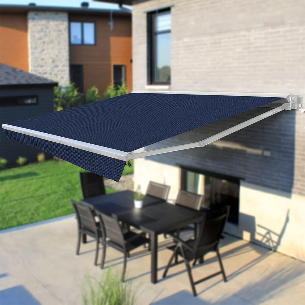 Multiple Awnings Brasilia Europa Premium Outdoor Manual Retractable Sun Shade Awning With White Frame (SAK93514) - Energize Trek
