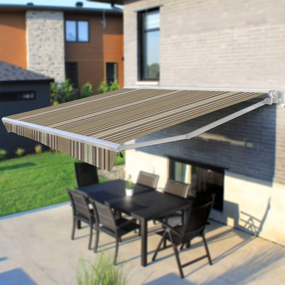 Multiple Awnings Brasilia Europa Premium Outdoor Electric Retractable Sun Shade Awning With White Frame (SAK63824) - Energize Trek