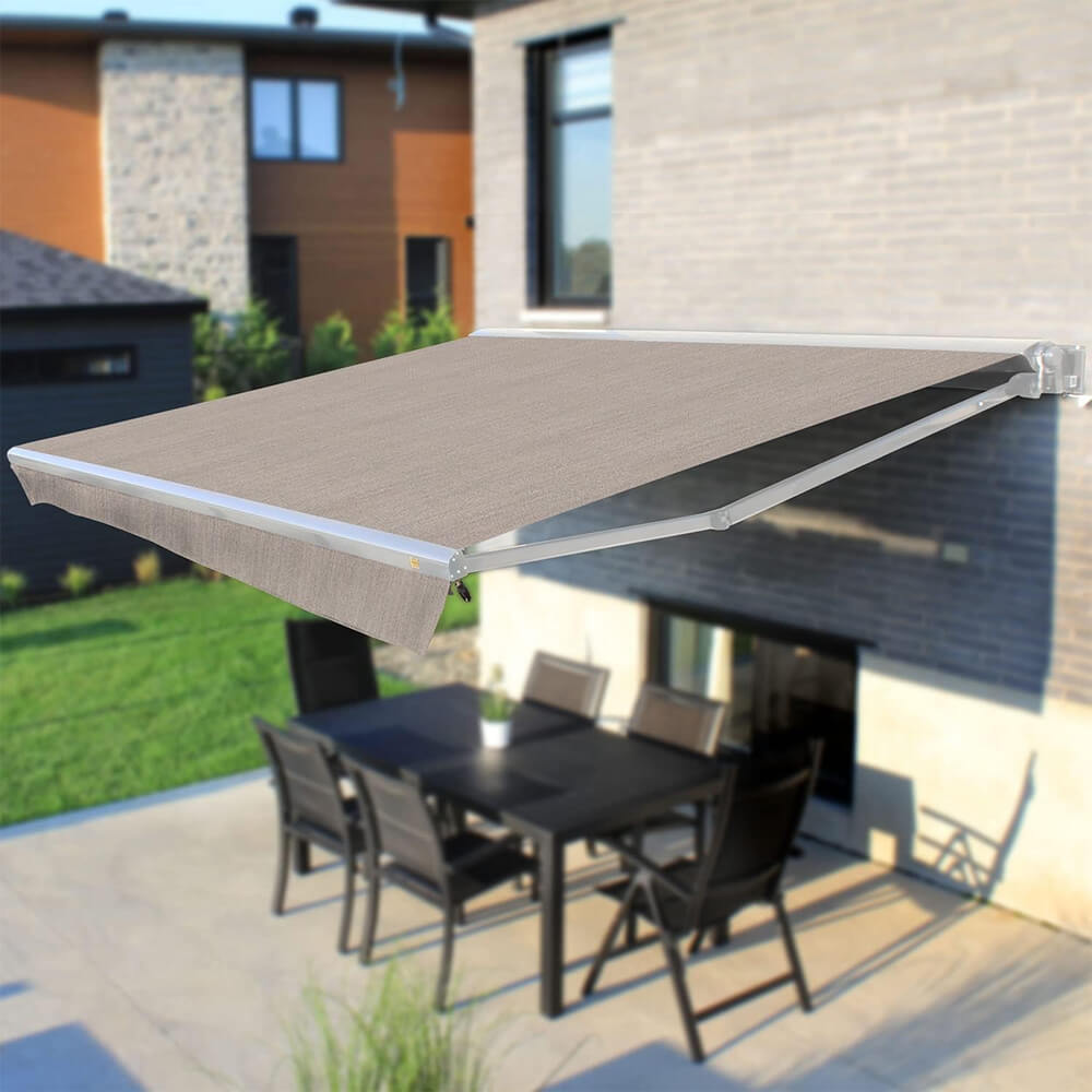 Multiple Awnings Brasilia Europa Premium Outdoor Electric Retractable Sun Shade Awning With White Frame (SAK63824) - Energize Trek