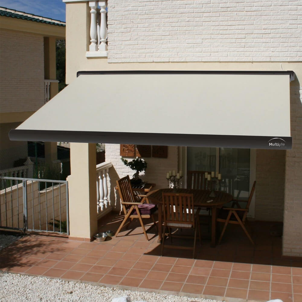Multiple Awnings Brasilia Slim Premium Full Cassette Electric Retractable Sun Shade Awning With Black Frame (SAK42536) - Energize Trek