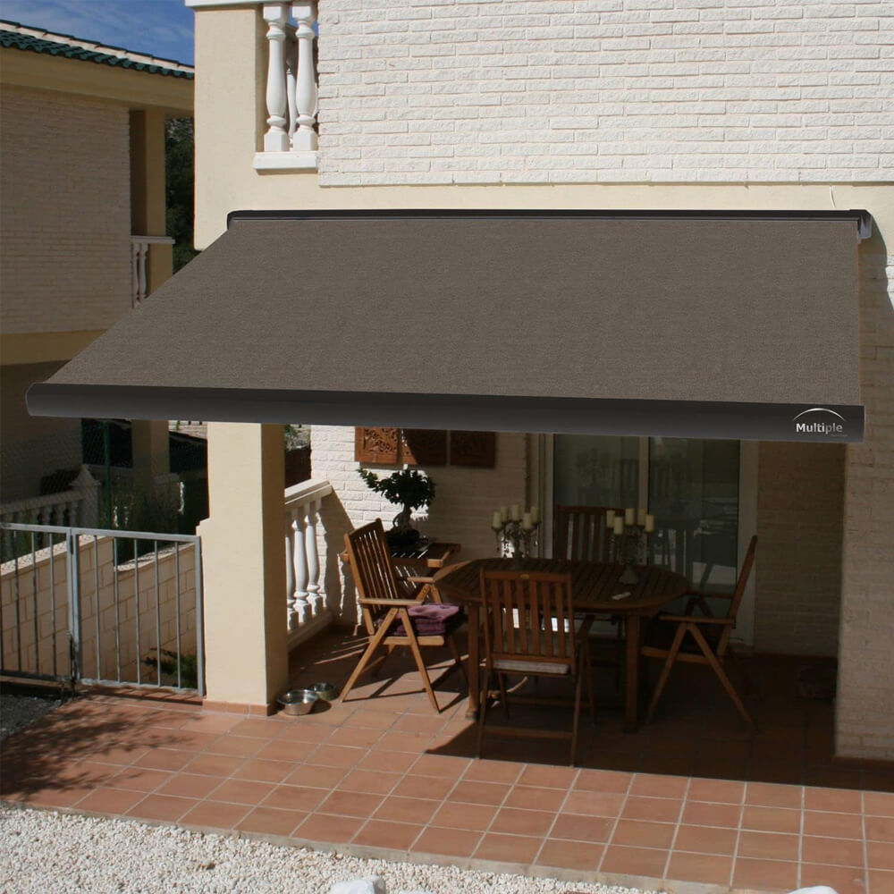 Multiple Awnings Brasilia Slim Premium Full Cassette Electric Retractable Sun Shade Awning With Black Frame (SAK42536) - Energize Trek