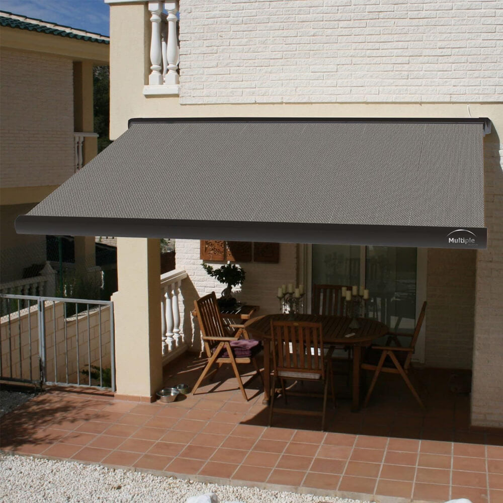 Multiple Awnings Brasilia Slim Premium Full Cassette Electric Retractable Sun Shade Awning With Black Frame (SAK42536) - Energize Trek