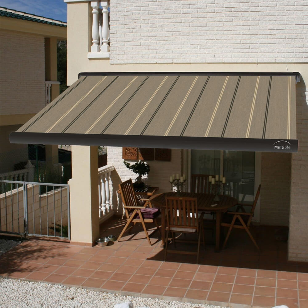 Multiple Awnings Brasilia Slim Premium Full Cassette Electric Retractable Sun Shade Awning With Black Frame (SAK42536) - Energize Trek