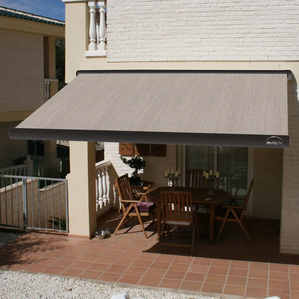 Multiple Awnings Brasilia Slim Premium Full Cassette Electric Retractable Sun Shade Awning With Black Frame (SAK42536) - Energize Trek
