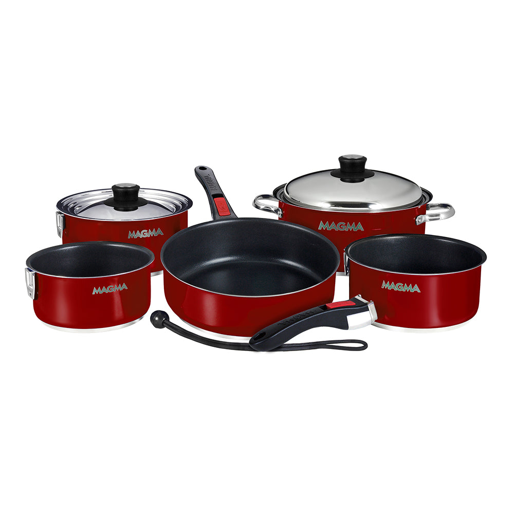 Magma Nestable 10 Piece Induction NonStick Enamel Finish Cookware Set Magma Red A10366MR2IN