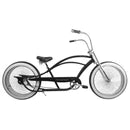 Micargi 26” Chopper Cruiser Bikes, Stretch Steel Frame, Single Speed KT Coaster Brake Triple Tree Fork, Handlebar Retro Hi-Rise-Type H: 330mm W: 750mm, Alloy Fat Polish Rim, Front 26"x3"x140H*13G Chrome Spokes, Rear 24... - Energize Trek