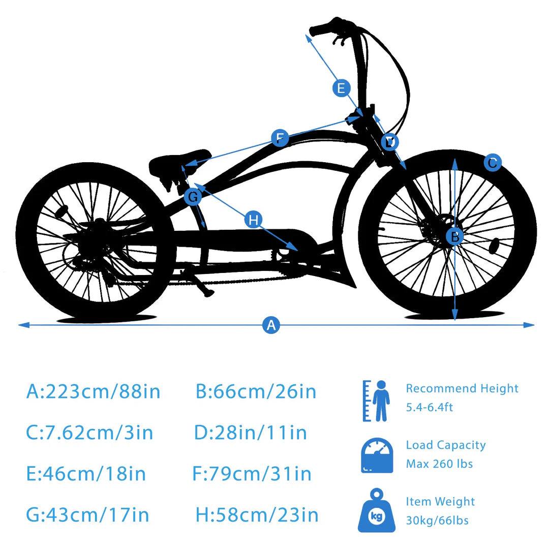Micargi Boston GT7 Stretch Cruiser Bicycle - Energize Trek
