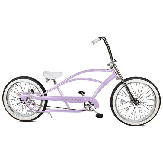 Micargi 29" Stretch Cruiser coaster brake, single sp, Three Piece Alloy Crank, triple tree fork, high rise handlebar. 29"F 26"R - Energize Trek