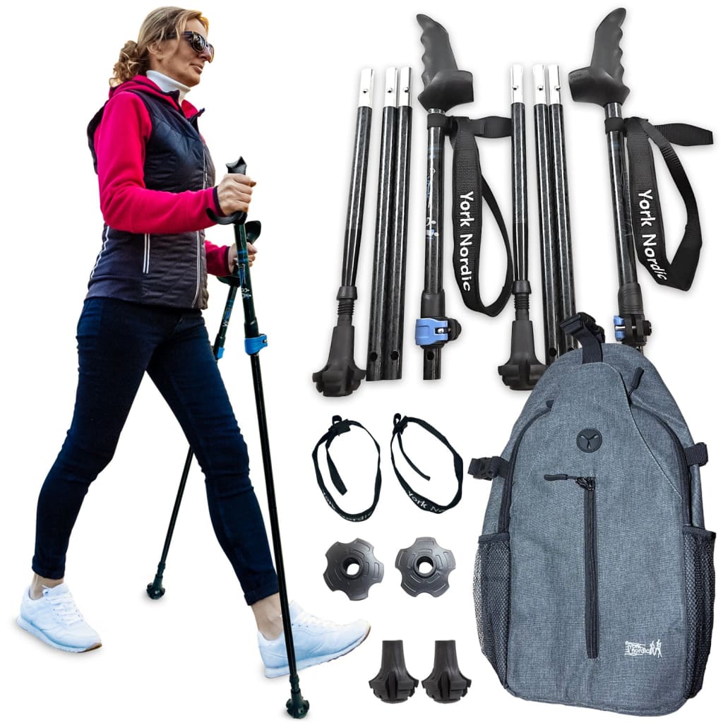 Motivator Swift Connect Travel Poles for Balance and Rehab - Patented Stability Grips - Lightweight, Adjustable and Collapsible includes Detachable Feet and Travel Bag - Energize Trek