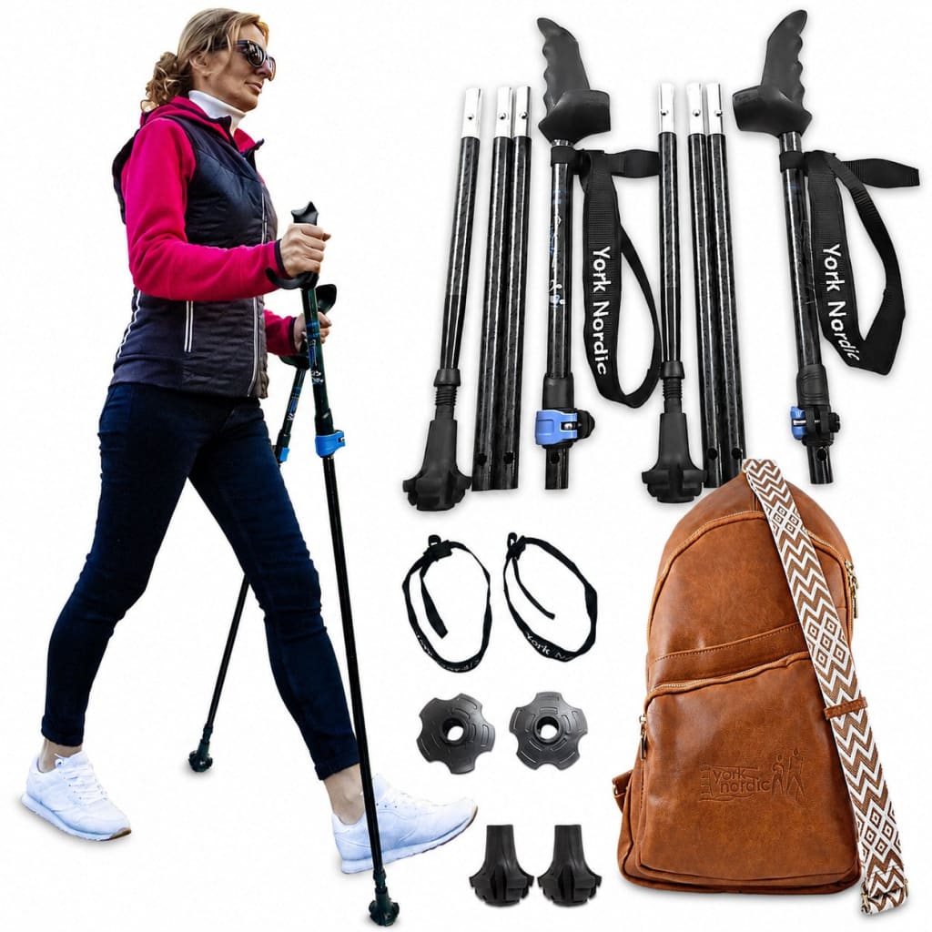 Motivator Swift Connect Travel Poles for Balance and Rehab - Patented Stability Grips - Lightweight, Adjustable and Collapsible includes Detachable Feet and Travel Bag - Energize Trek