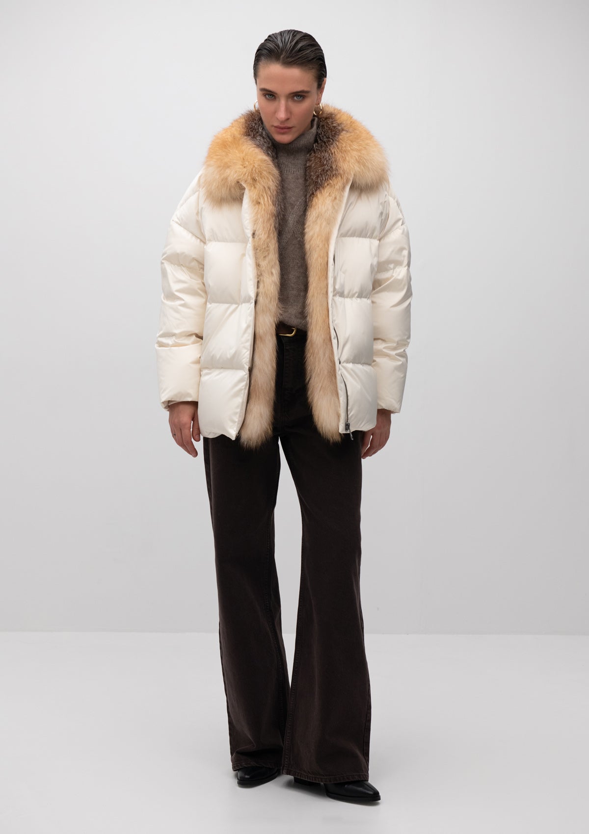 Macaire Genuine Silver Fox Fur Down Fill Coat - Energize Trek