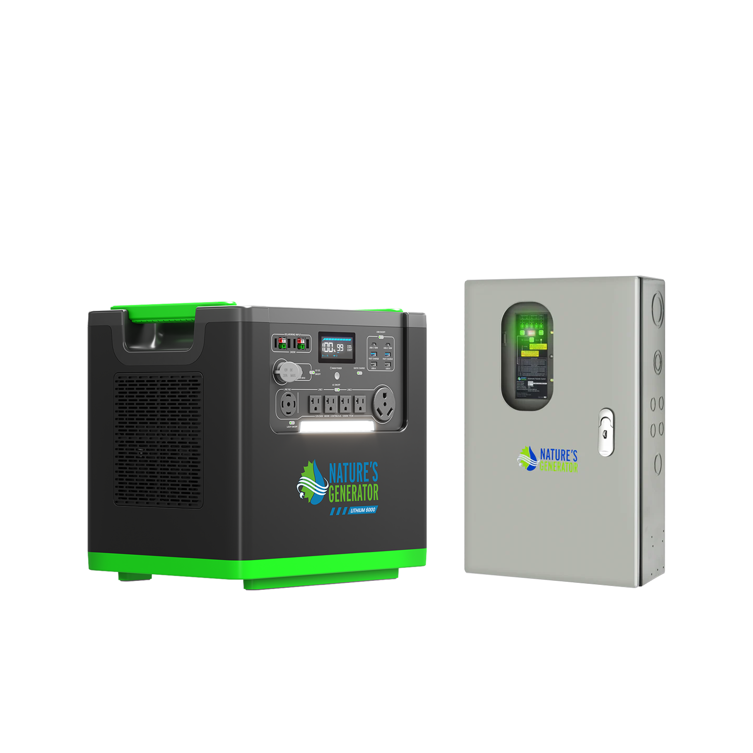 Nature's Generator Lithium 6000 and Transfer Switch - Energize Trek
