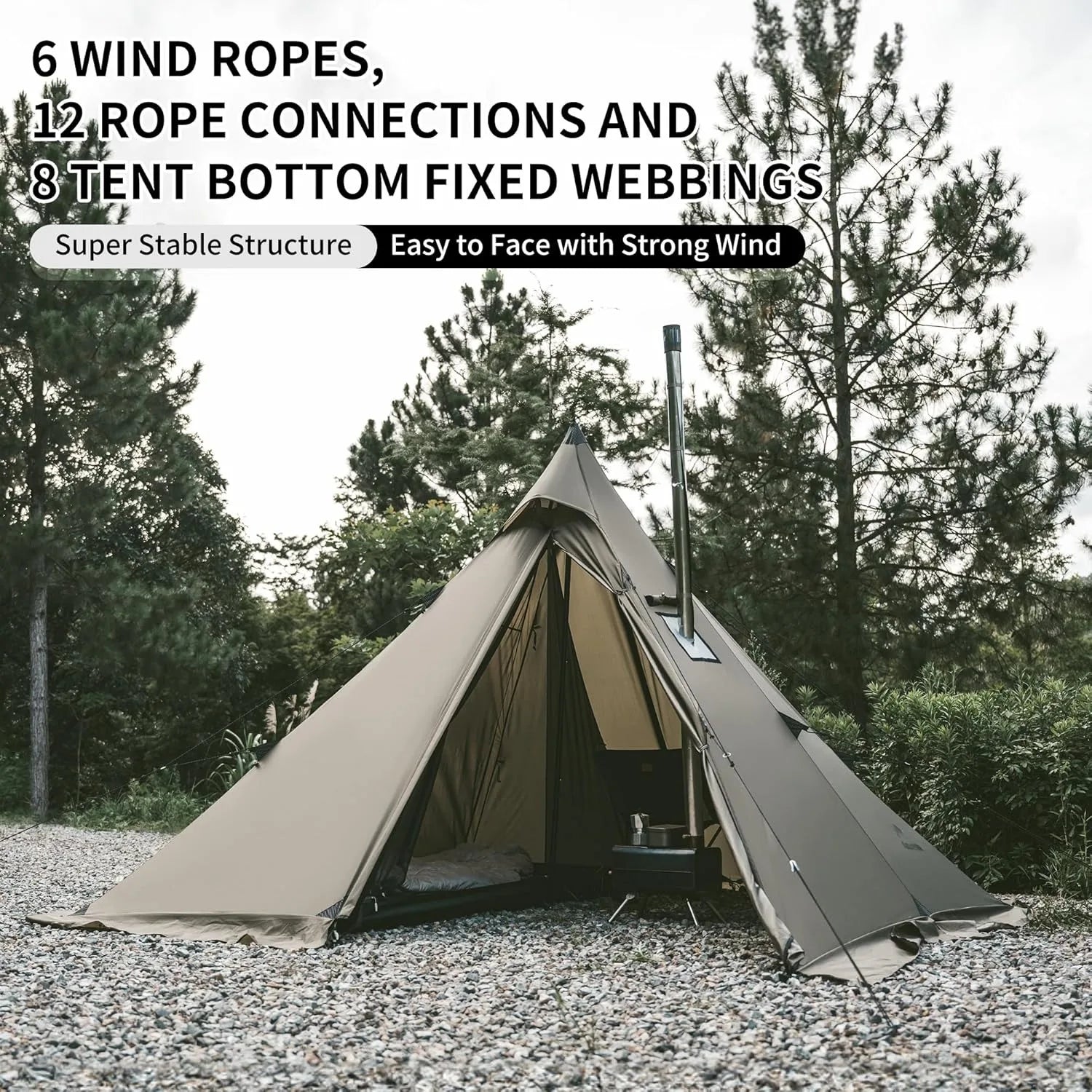 Naturehike Ultralight Camping Tent Chimney Window Teepee Pyramid - Energize Trek