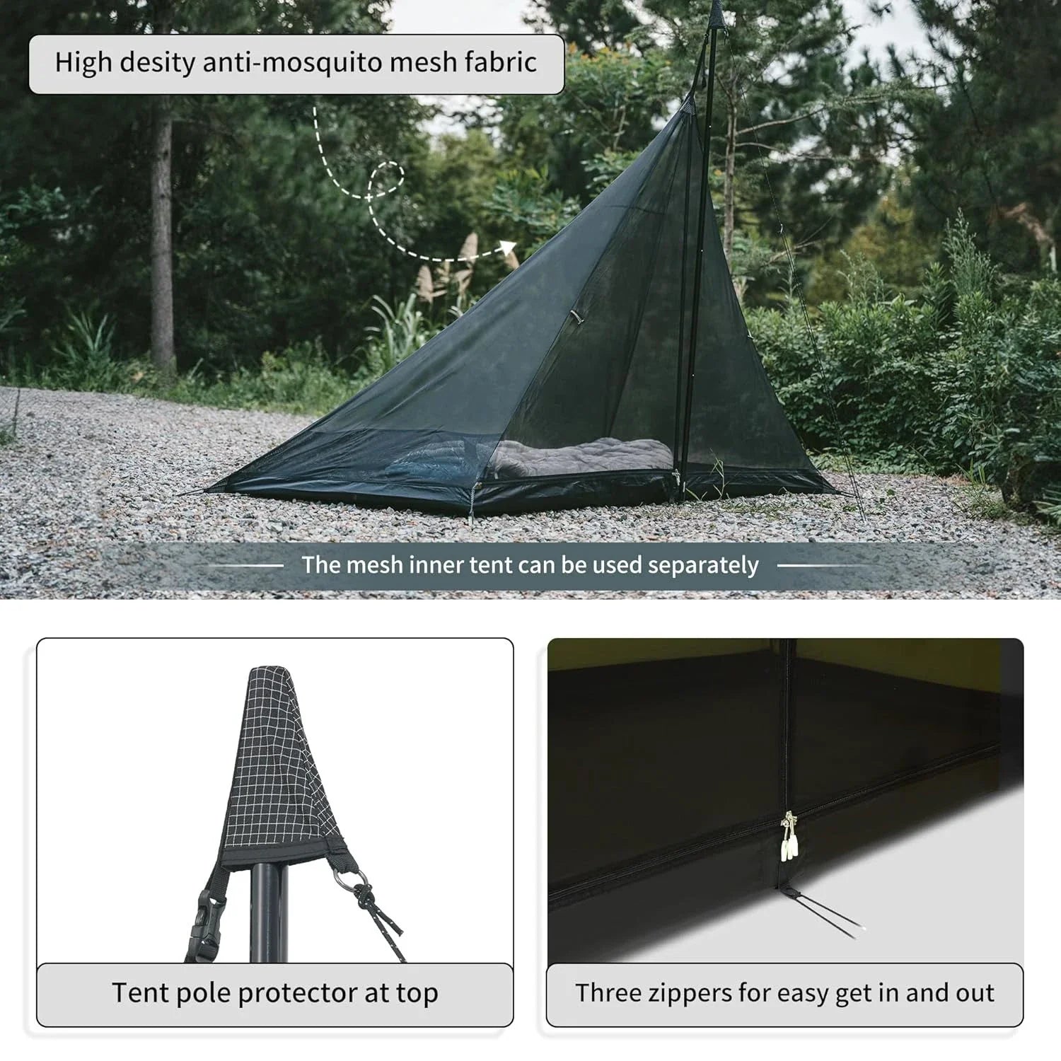 Naturehike Ultralight Camping Tent Chimney Window Teepee Pyramid - Energize Trek