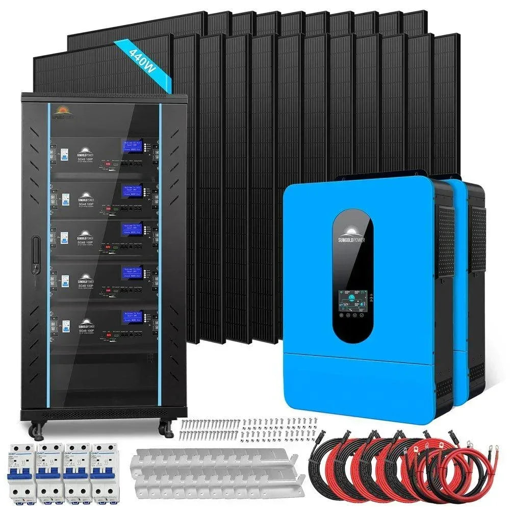 Off Grid Solar Kit 13000W 48VDC 120V/240V 25.6KWH Lithium Battery 22 X 450 Watts Solar Panels SGR-13K25E - Energize Trek