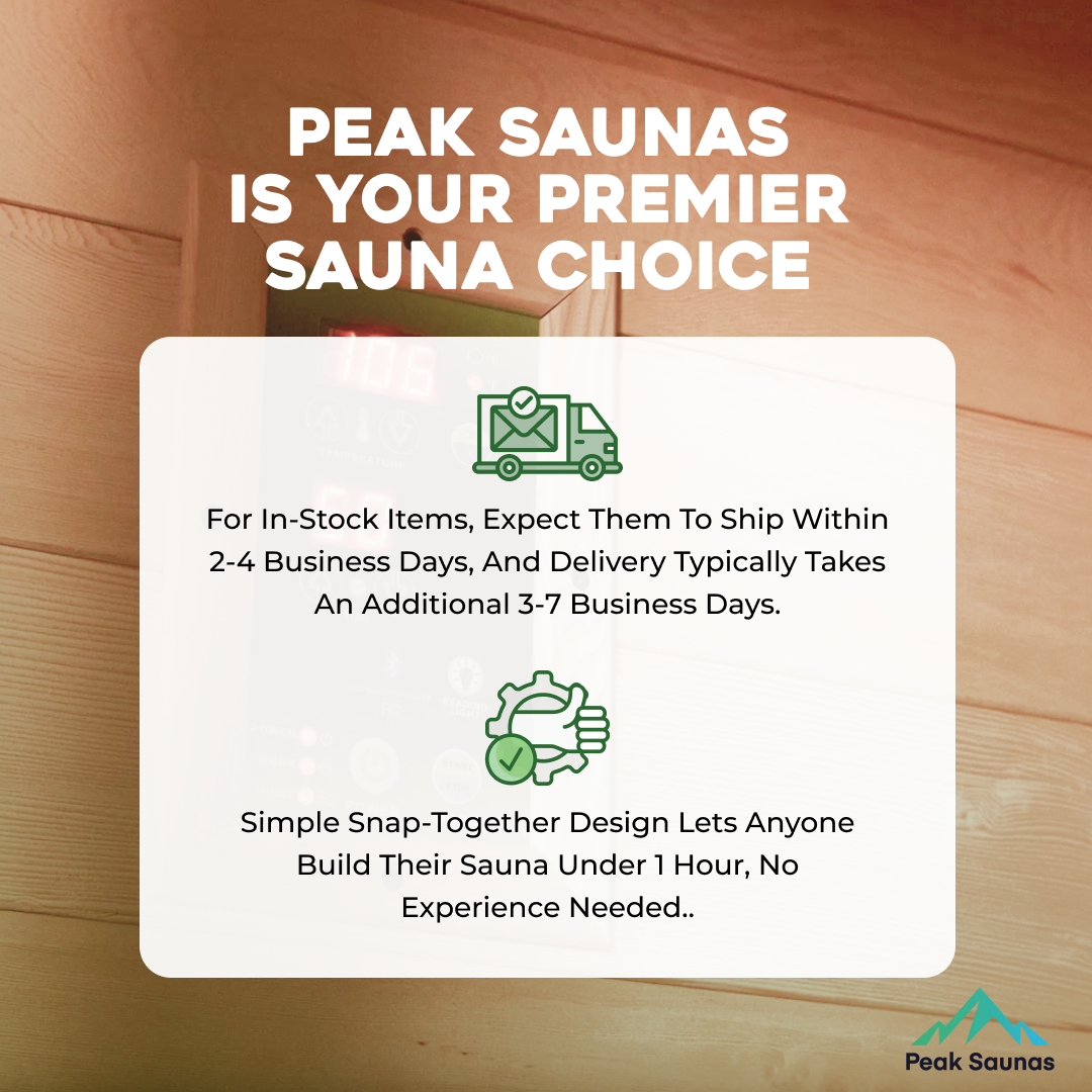 Peak Saunas Everest 2-Person Full Spectrum Infrared Sauna with XL Medical-Grade Red Light Therapy & Smart WiFi App Control - Energize Trek