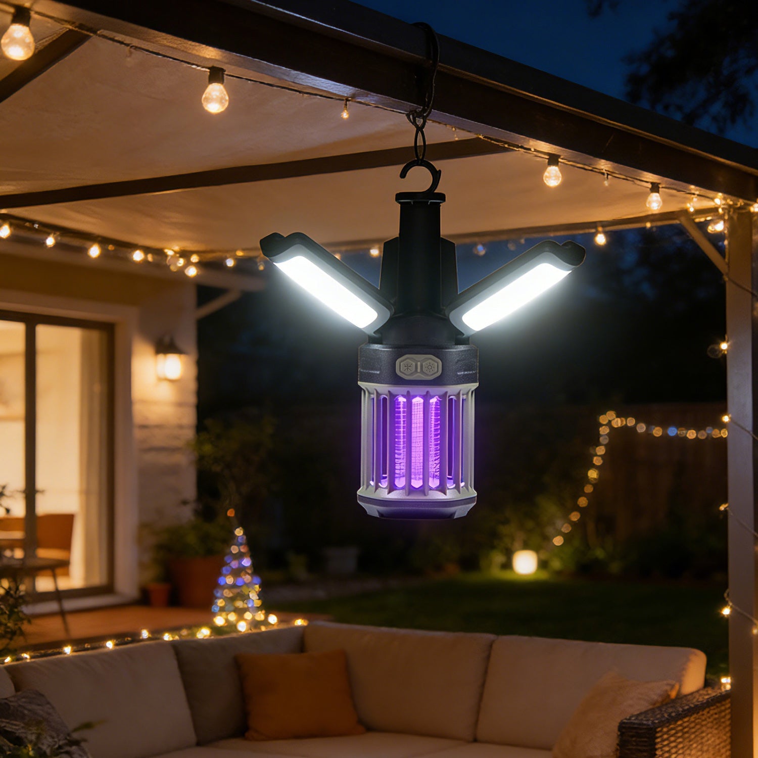 Outdoor Bug Zapper with Foldable Camping Lantern USB-C Rechargeable Electric Mosquito Killer - Energize Trek