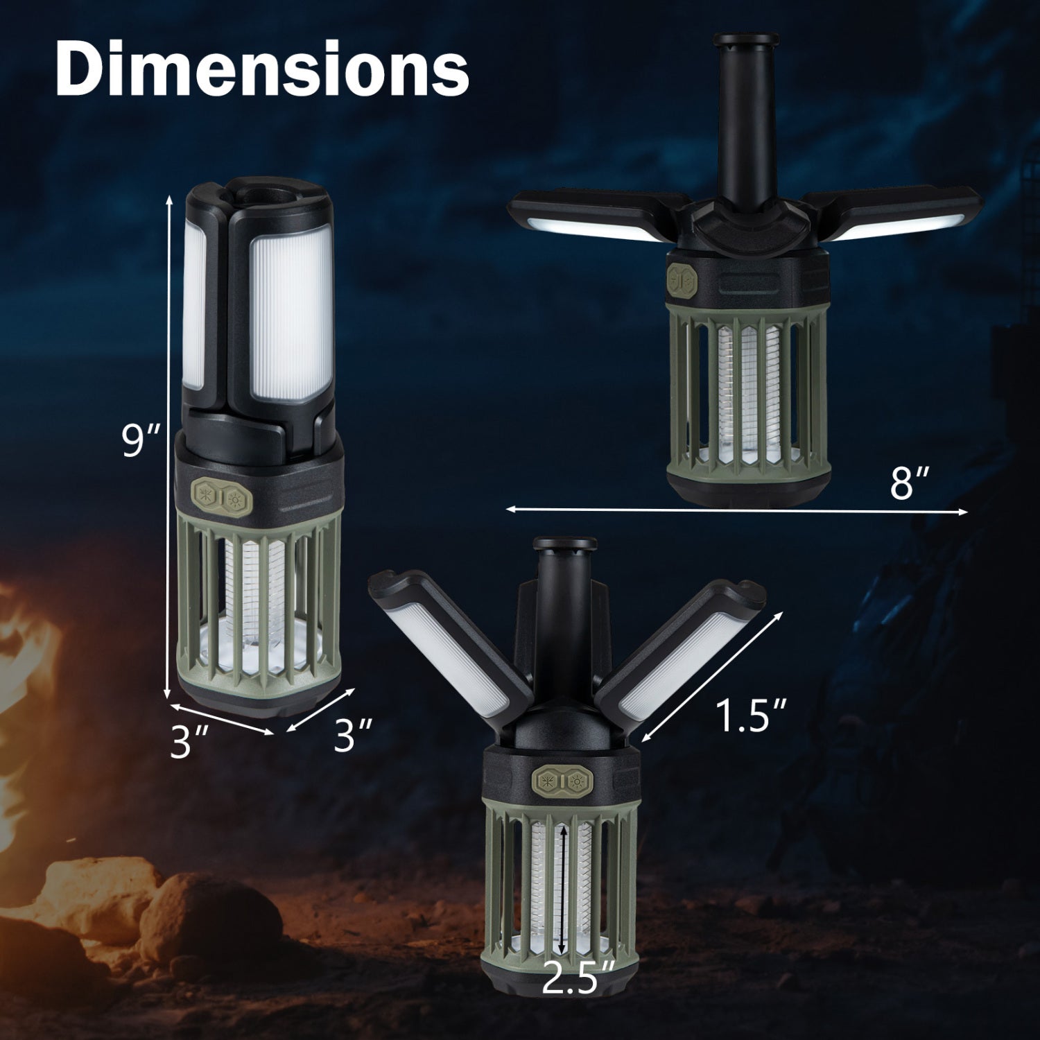 Outdoor Bug Zapper with Foldable Camping Lantern USB-C Rechargeable Electric Mosquito Killer - Energize Trek