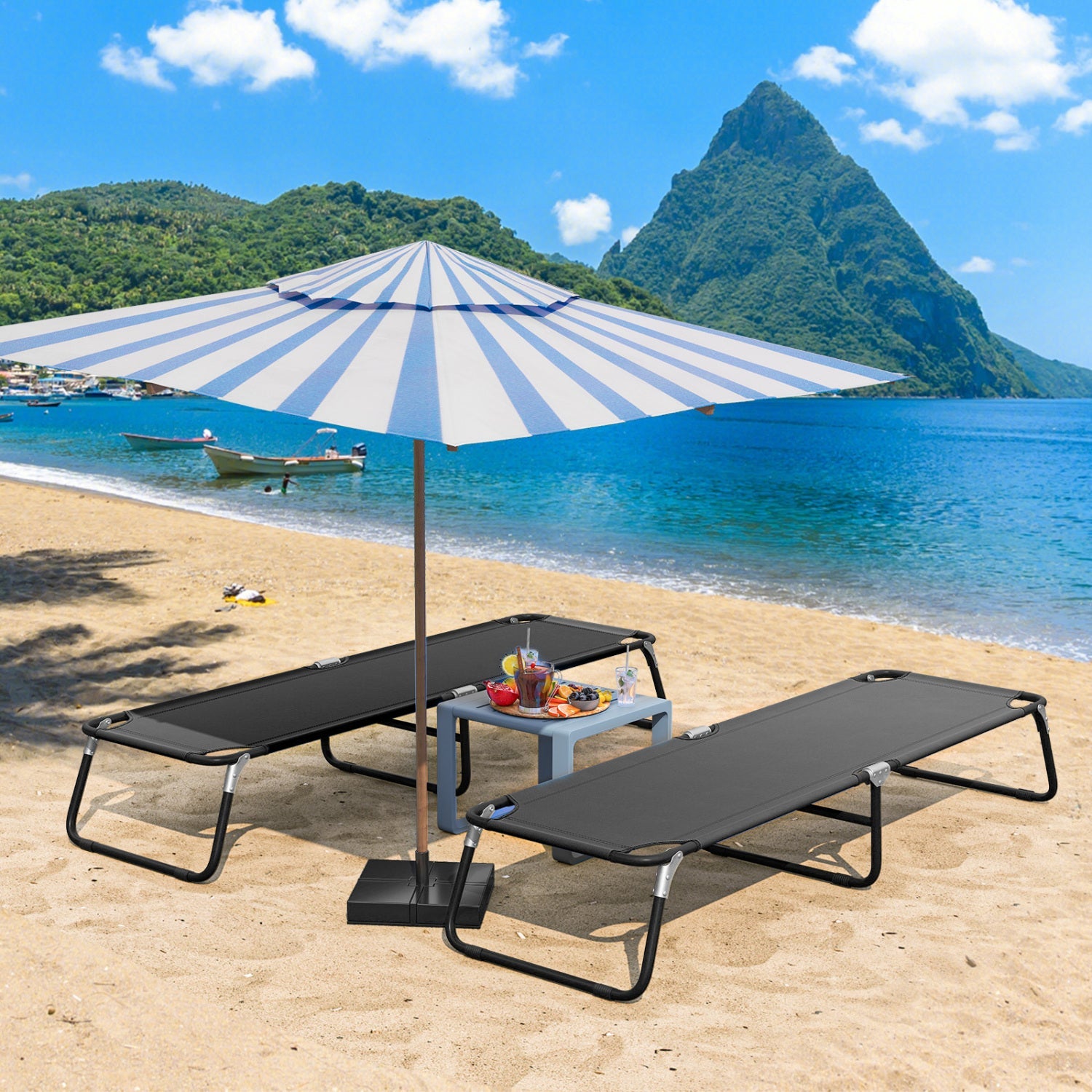 Outdoor Folding Camping Bed for Sleeping Hiking Travel-Black - Energize Trek