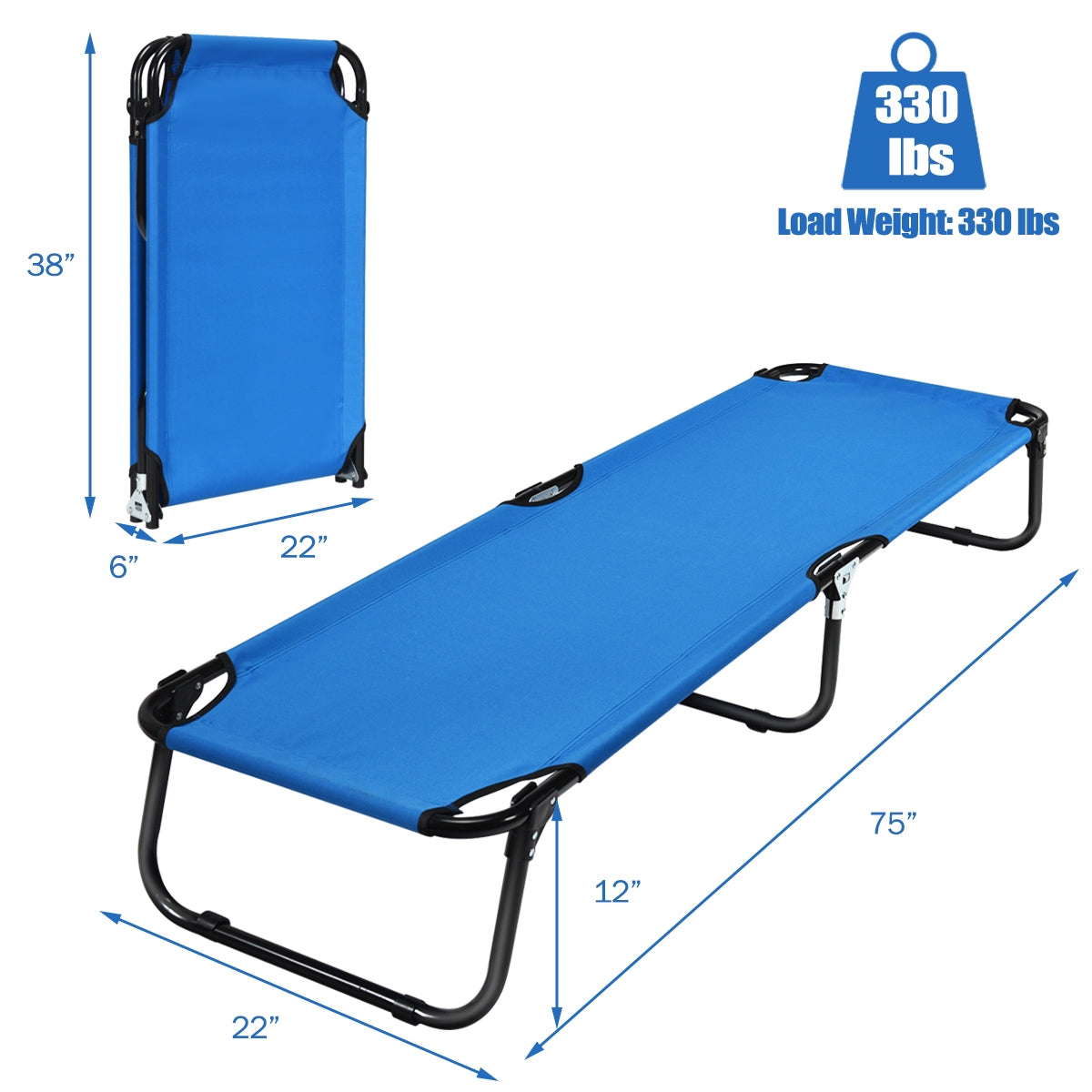 Outdoor Folding Camping Bed for Sleeping Hiking Travel-Black - Energize Trek