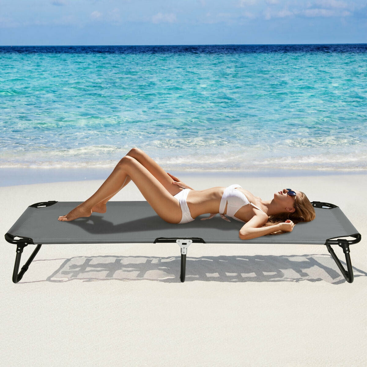 Outdoor Folding Camping Bed for Sleeping Hiking Travel-Black - Energize Trek