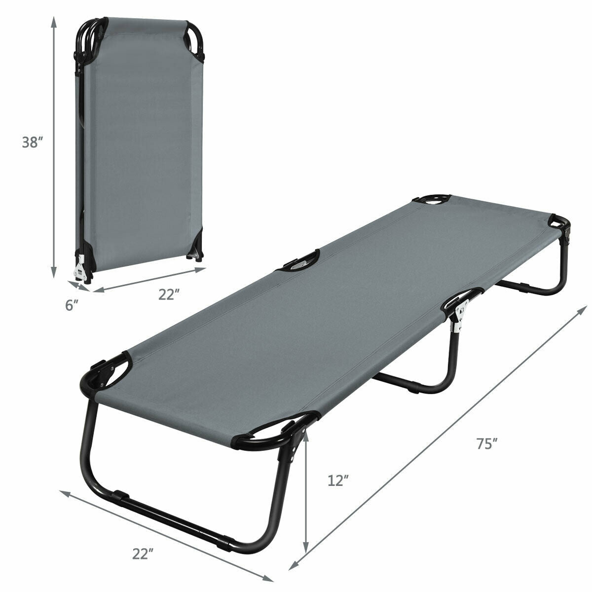 Outdoor Folding Camping Bed for Sleeping Hiking Travel-Black - Energize Trek