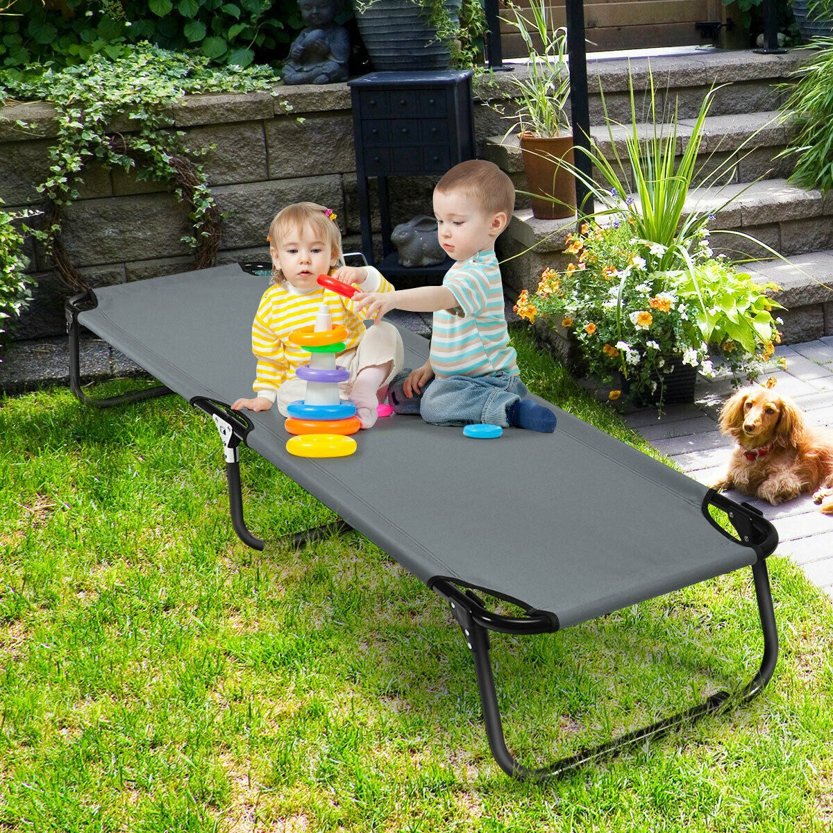 Outdoor Folding Camping Bed for Sleeping Hiking Travel-Black - Energize Trek