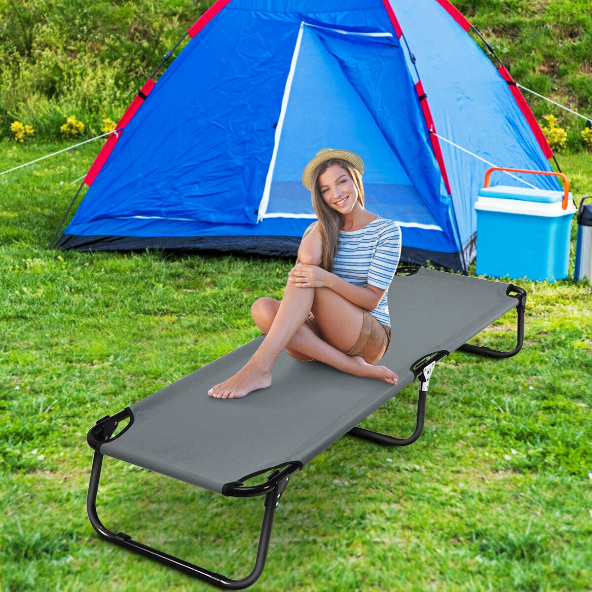 Outdoor Folding Camping Bed for Sleeping Hiking Travel-Black - Energize Trek